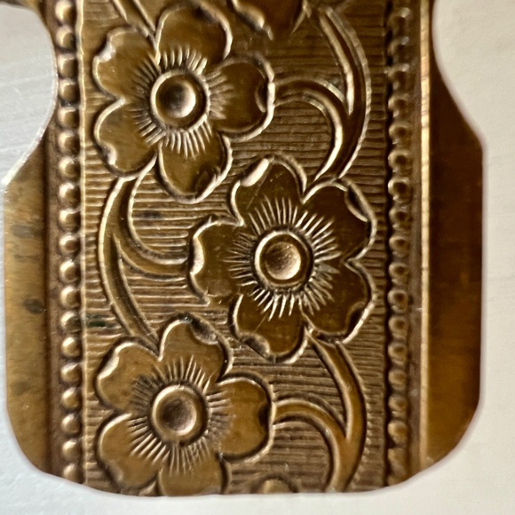 Vintage Handmade Brass Cross Pendant Signed Eddie Martinez 1993 Glass & Bezel - Picture 9 of 13